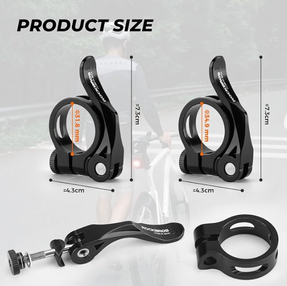 Colier tija sa bicicletă ROCKBROS 34,9 mm, Aluminiu, Quick Release [4]