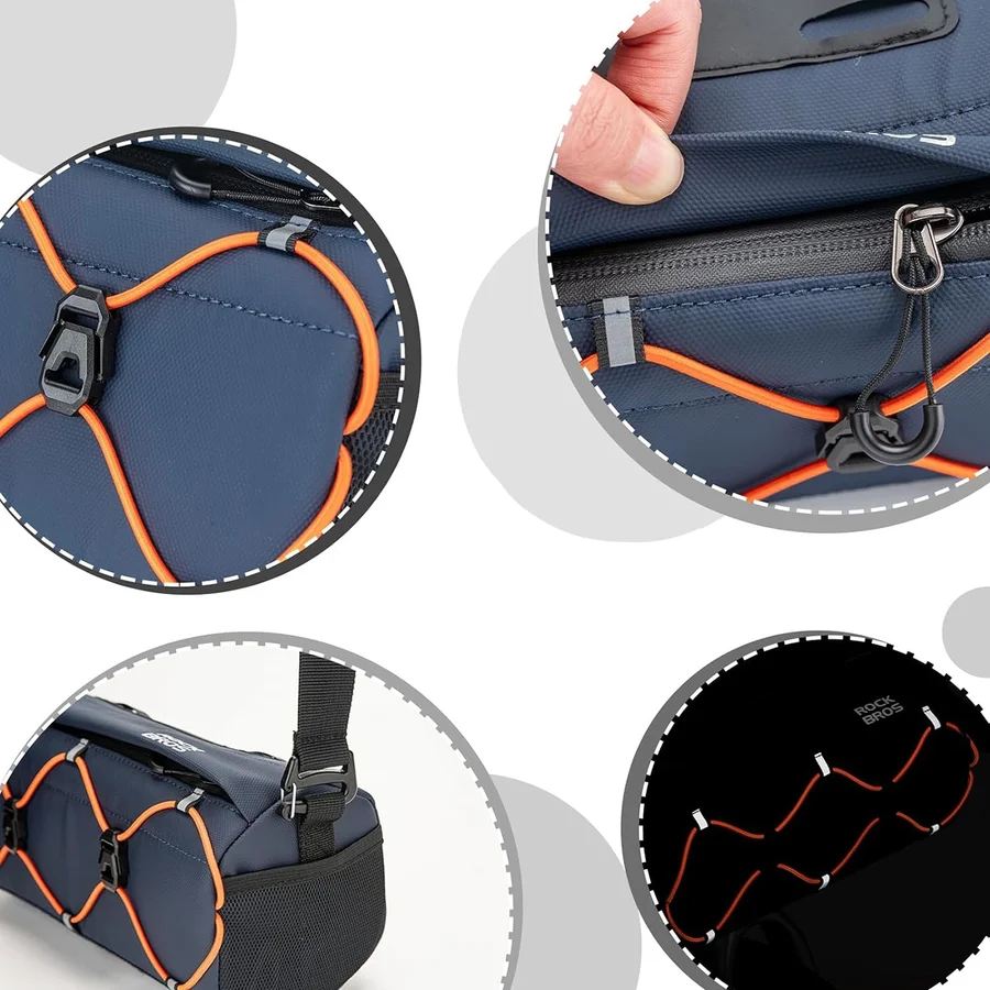Geantă de bicicletă Rockbros, amplasare pe ghidon, 2,2 l, impermeabilă, cu bandă elastică [6]