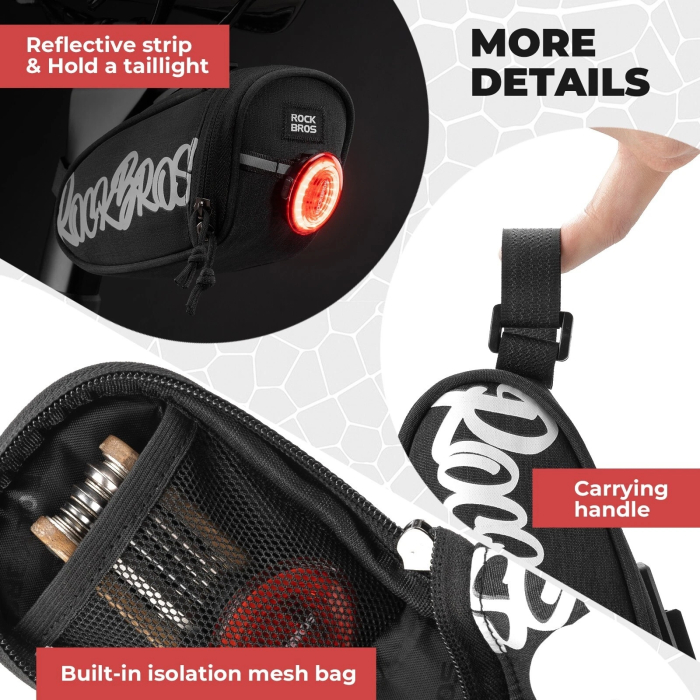 Geantă de șa pentru bicicletă ROCKBROS , reflectorizantă, 0.8L, negru [3]
