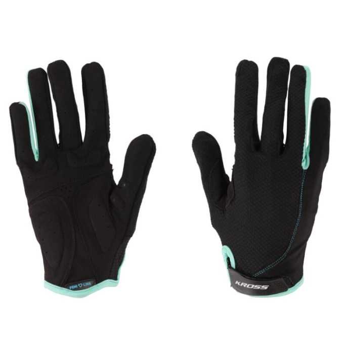 Kross Flow Femi Line – Mănuși de damă pentru bicicletă, Mărime L, Negru-Turcoaz [1]