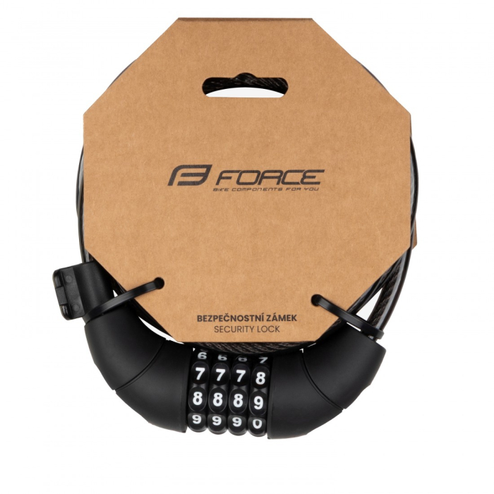 Lacat Force Lux spirala cod 180cm/8mm cu suport negru [2]