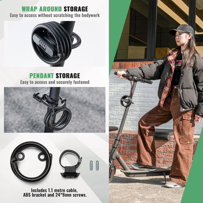 Lacăt ROCKBROS pentru trotinetă electrică și bicicletă, cu cifru din 4 cifre, compatibil cu Xiaomi, Ninebot, Egret [4]