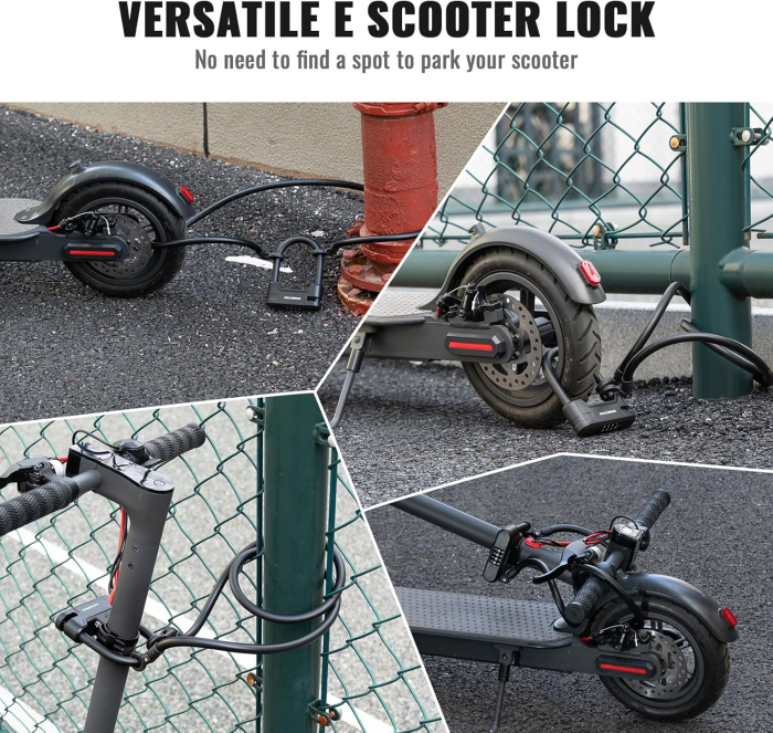 Lacăt ROCKBROS pentru trotinetă electrică și bicicletă, cu cifru din 4 cifre, compatibil cu Xiaomi, Ninebot, Egret [7]