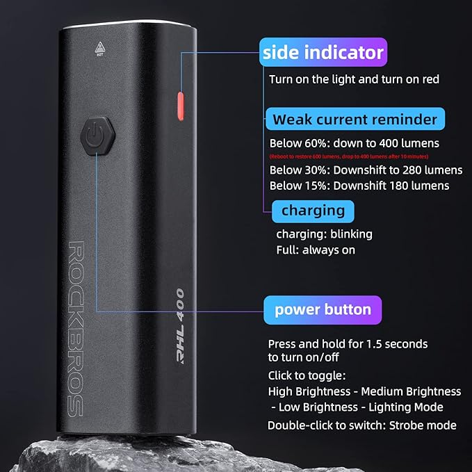 Lumina LED pentru bicicletă ROCKBROS, reîncărcabila prin USB [7]