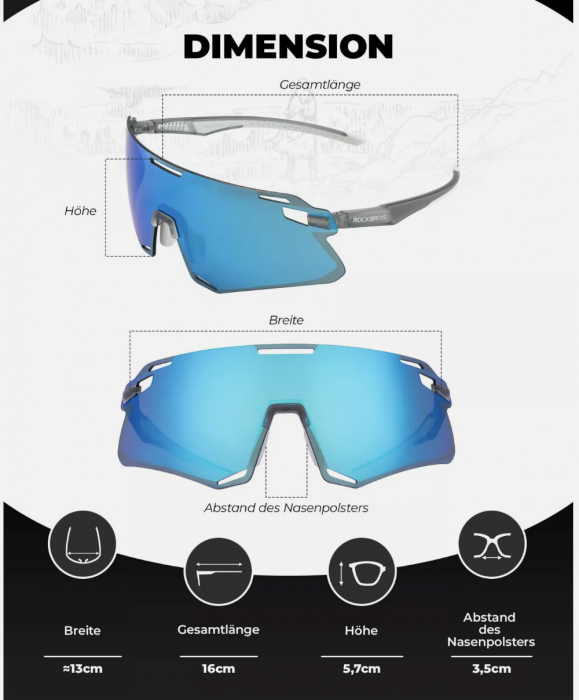 Ochelari de ciclism ROCKBROS, lentile HD, Gri-alb [3]