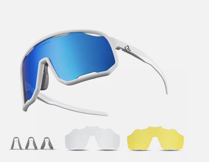 Ochelari de ciclism ROCKBROS, ochelari sport, ramă alba fotocromatică TR polarizată, unisex [2]