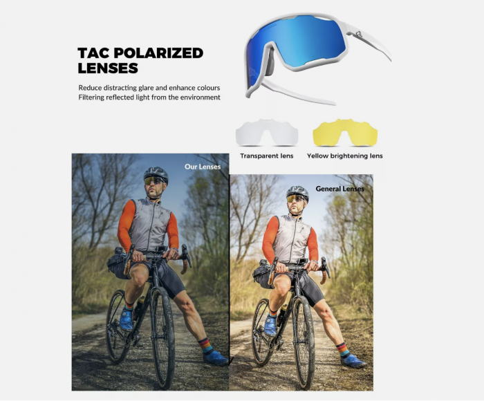 Ochelari de ciclism ROCKBROS, ochelari sport, ramă alba fotocromatică TR polarizată, unisex [3]