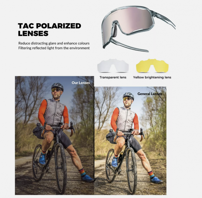 Ochelari de ciclism ROCKBROS, ochelari sport, ramă fotocromatică TR polarizată, unisex [3]