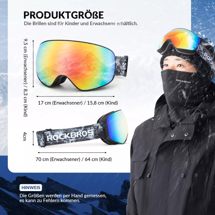 Ochelari de schi ROCKBROS, ochelari de zăpadă, ochelari de protecție anti-aburire pentru copii, pentru snowboard [2]