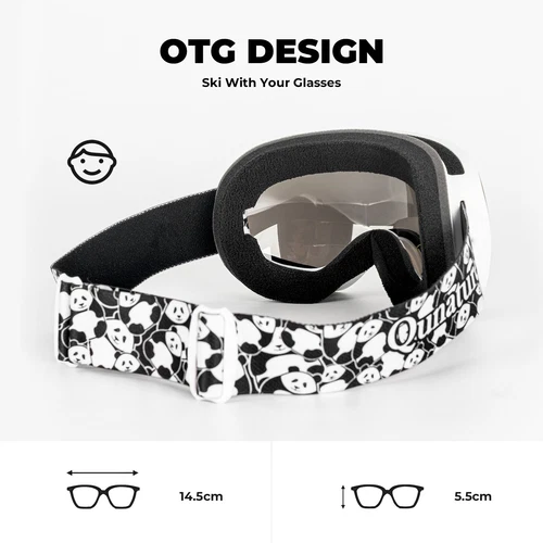 Ochelari de schi și snowboard Qunature pentru copii, cu protecție anti-ceață alb-panda [2]