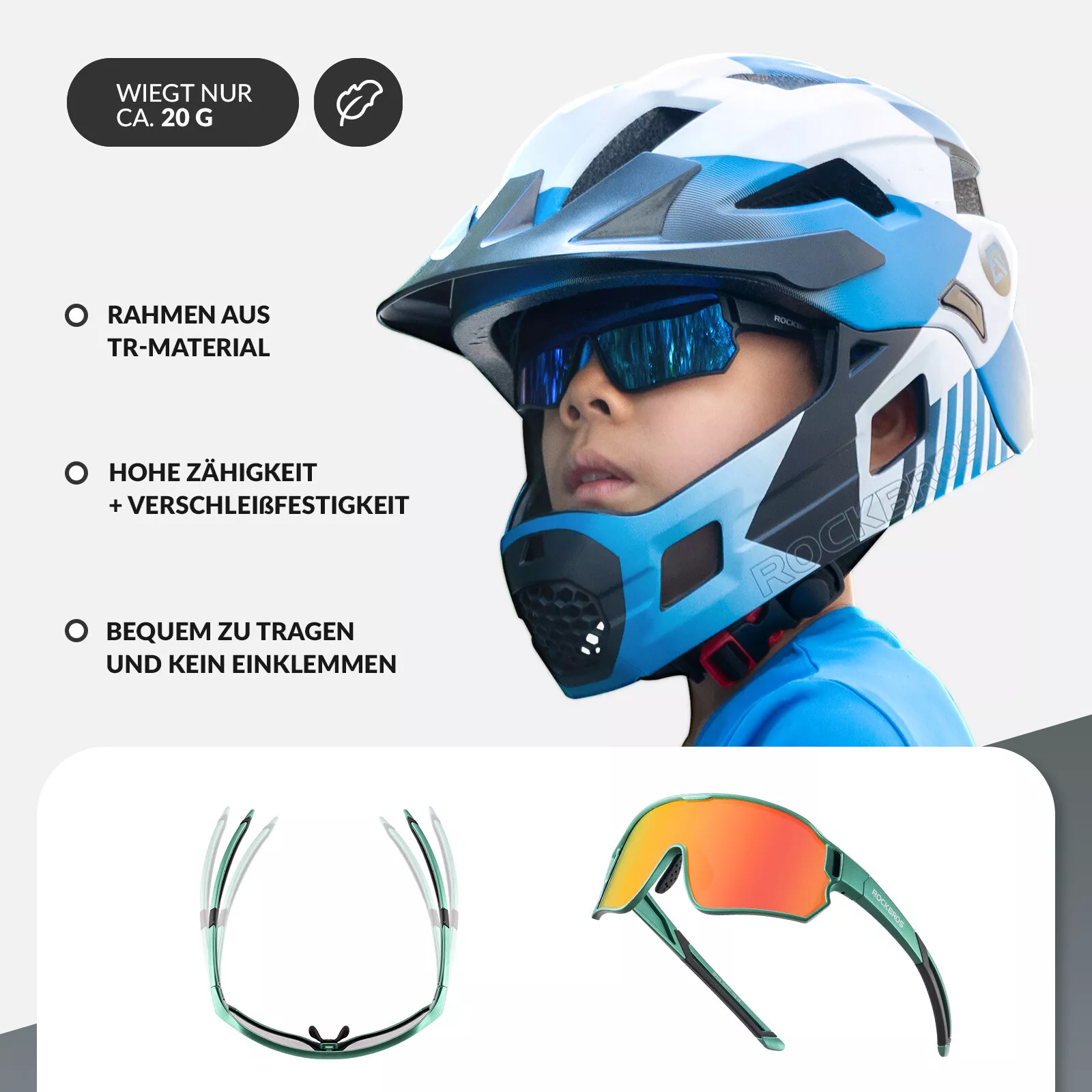 Ochelari sport pentru copii albastru gradient SP314, Rockbros, polarizati/fotocromatici , protectie UV400, albastru, 8-14 ani [4]