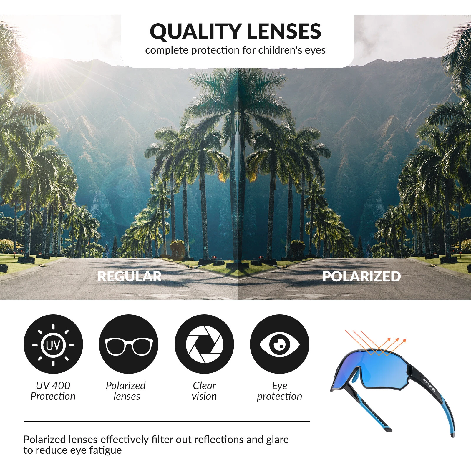 Ochelari sport pentru copii albastru gradient SP314, Rockbros, polarizati/fotocromatici , protectie UV400, albastru, 8-14 ani [2]