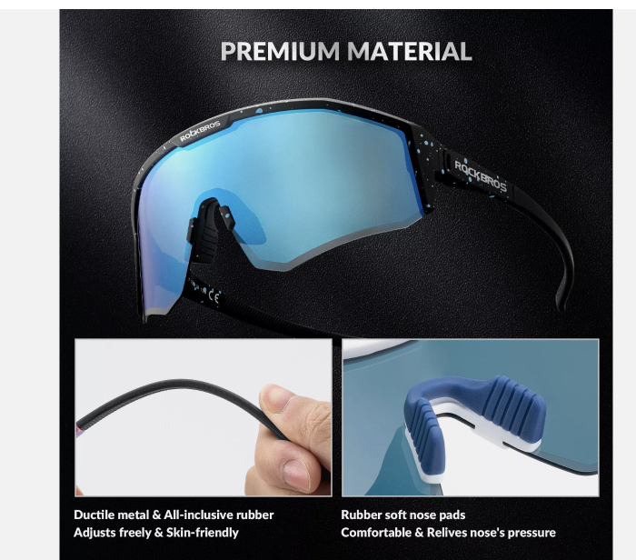 Ochelari sport rezistenți la vânt ROCKBROS alb, ochelari polarizați pentru ciclism, ochelari de soare pentru exterior [3]