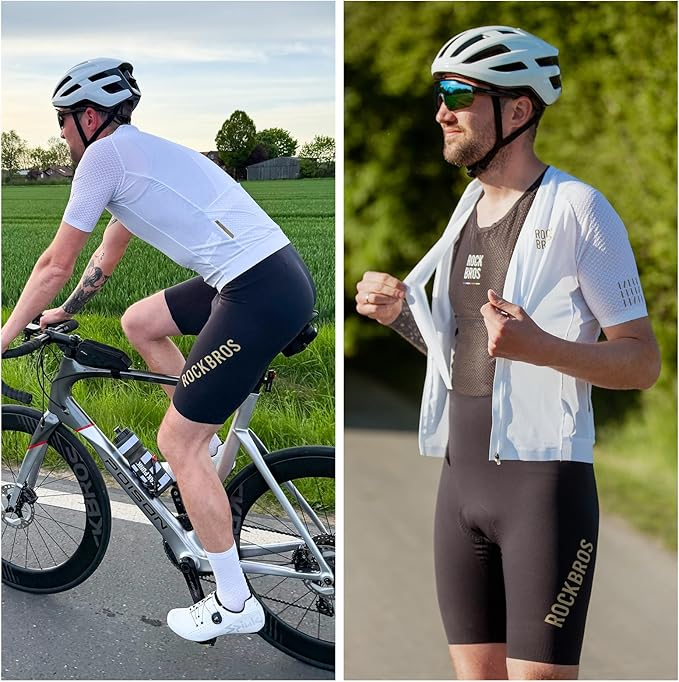 Pantaloni scurți de ciclism ROCKBROS cu bretele, căptușiți, pentru bărbați, respirabili, cu uscare rapidă, pentru ciclism de șosea și MTB, marime L [2]