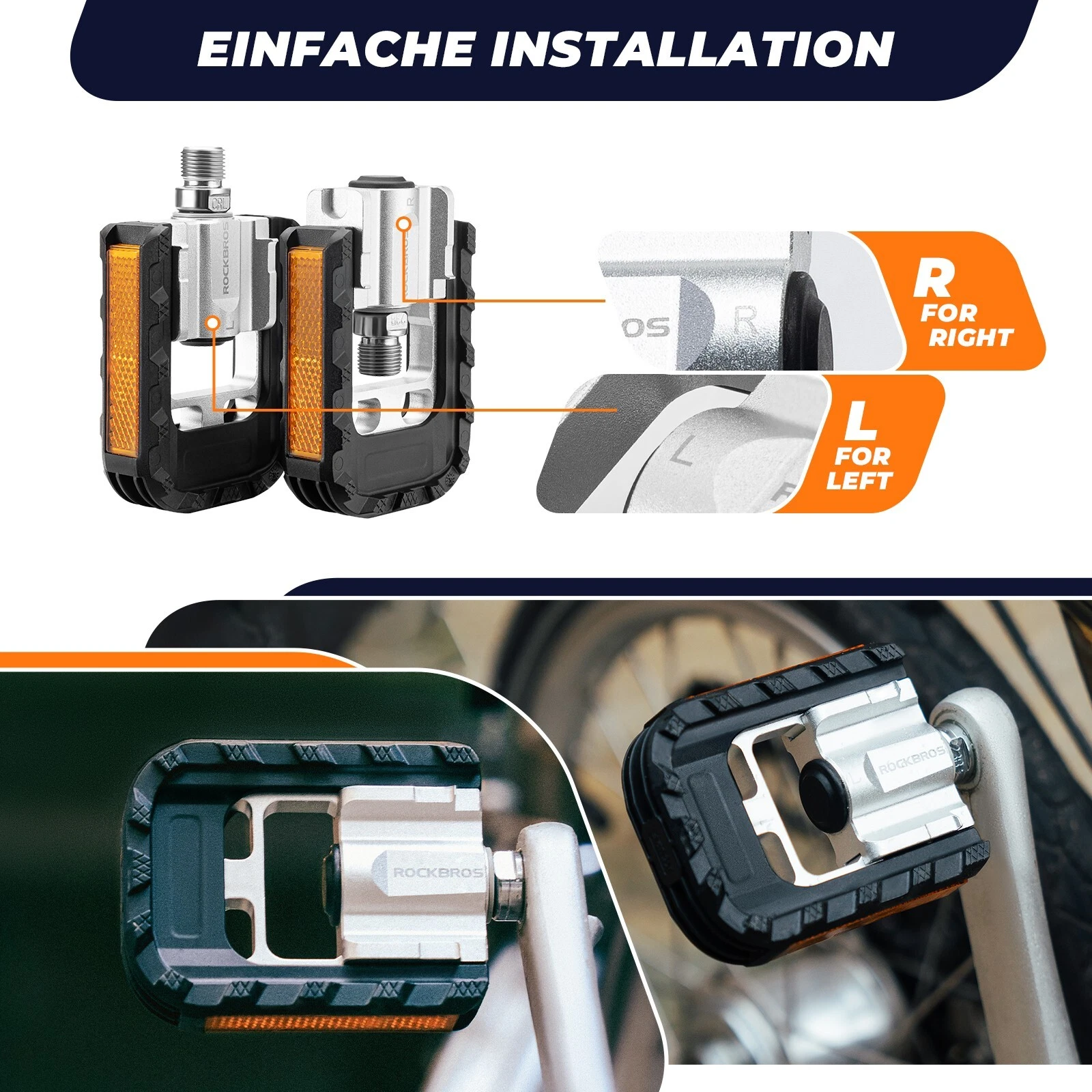 Pedale pentru bicicletă ROCKBROS, pedale pliabile din aluminiu [4]