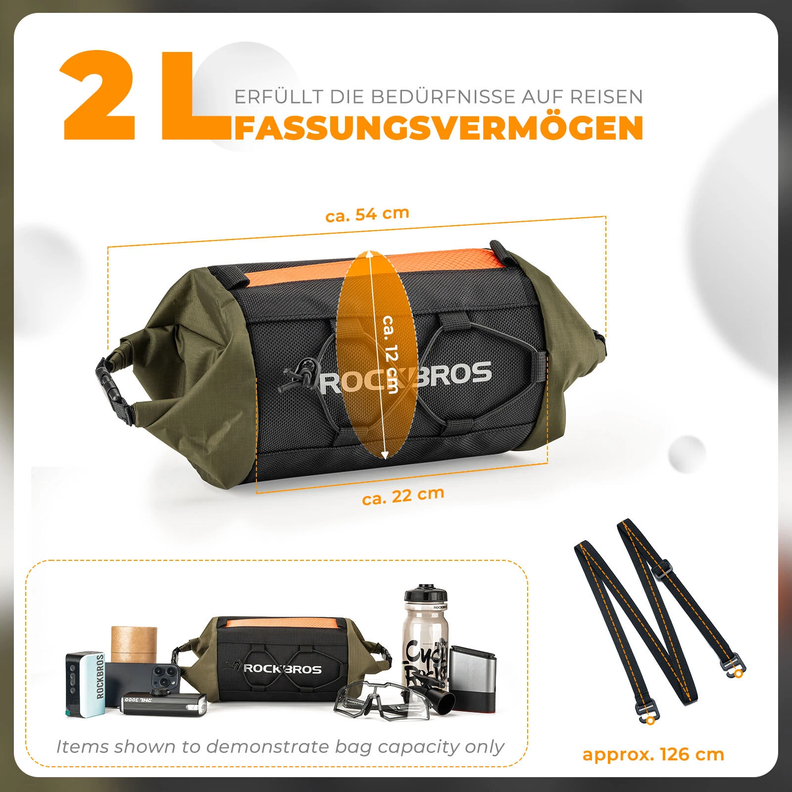 ROCKBROS Geantă ghidon bicicletă, PVC 2-2.4L, alb/verde, rezistentă la apă [4]