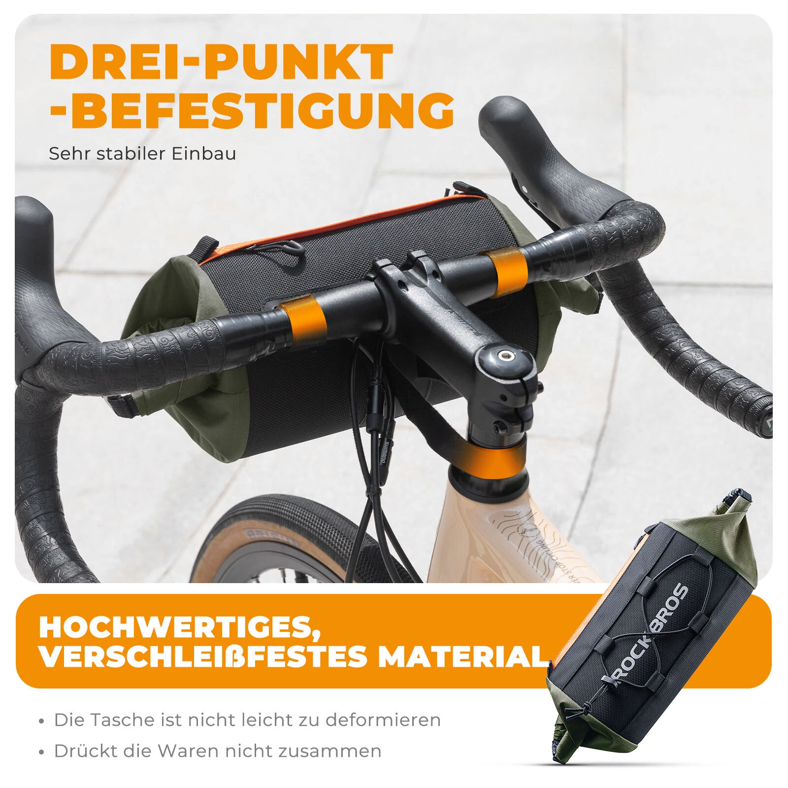 ROCKBROS Geantă ghidon bicicletă, PVC 2-2.4L, alb/verde, rezistentă la apă [2]