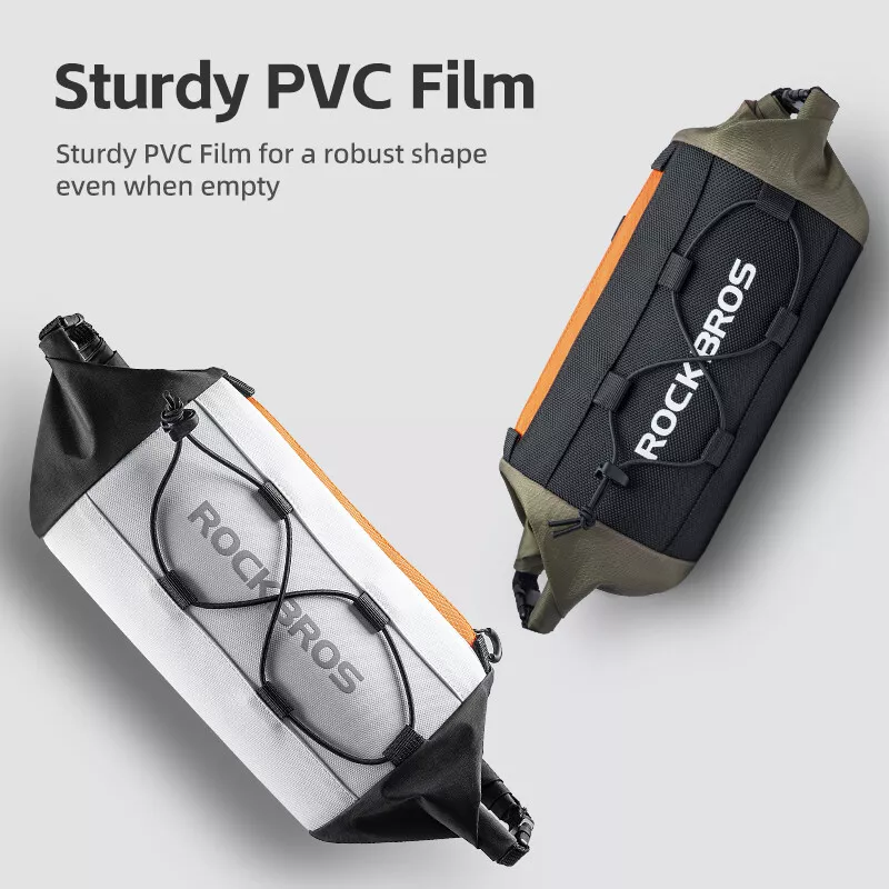 ROCKBROS Geantă ghidon bicicletă, PVC 2-2.4L, alb/verde, rezistentă la apă [6]