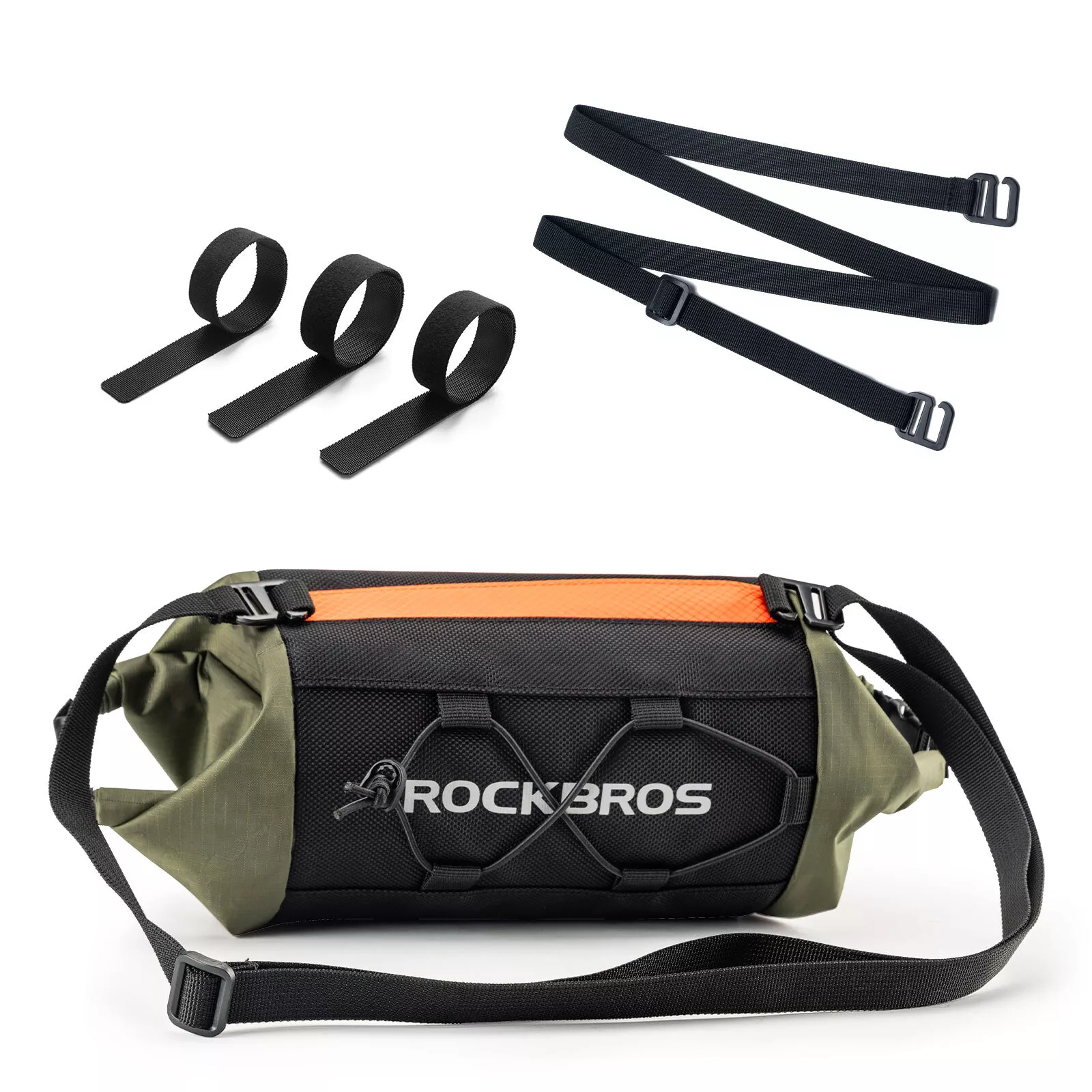 ROCKBROS Geantă ghidon bicicletă, PVC 2-2.4L, alb/verde, rezistentă la apă [8]