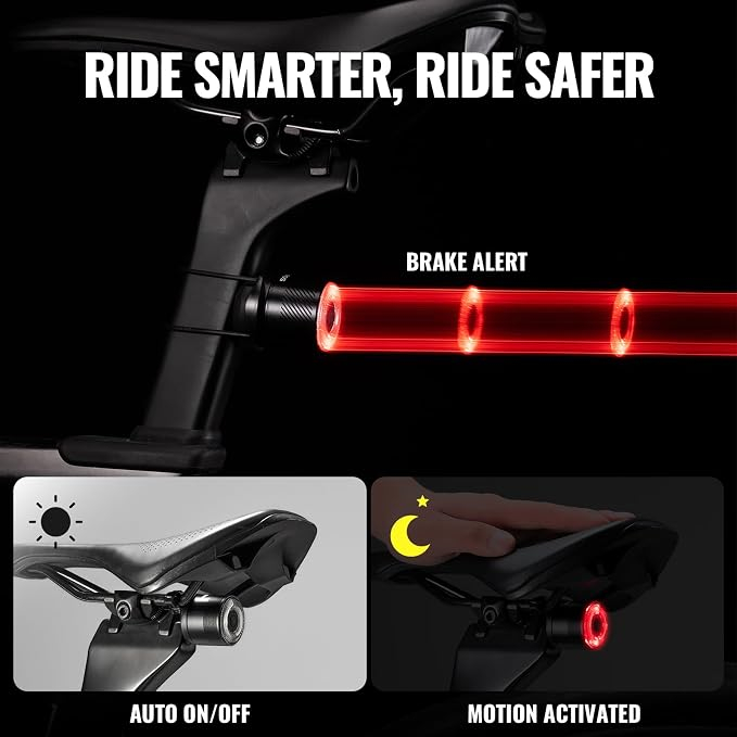 ROCKBROS Lumină inteligentă spate pentru bicicletă, senzor de frână, pornire [2]