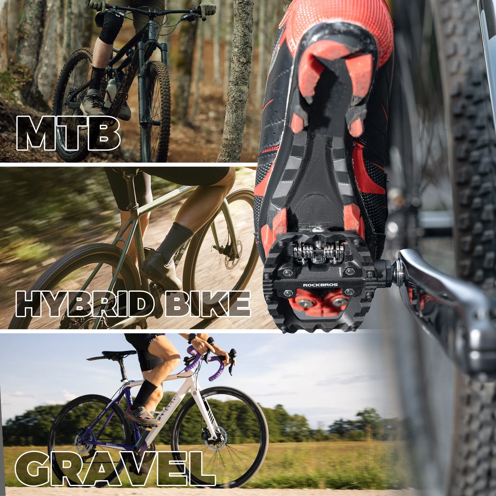 ROCKBROS pedale pentru bicicletă, 2 în 1 MTB [7]