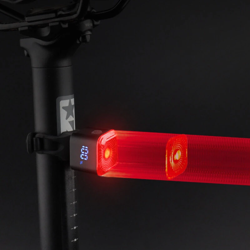 Smart LED Digital Display Bike Taillight Brake-activated IPX6 Waterproof 500mAh Long Battery Life USB Charging Warning Safety Warning Back Light for Night Cycling - Black [4]