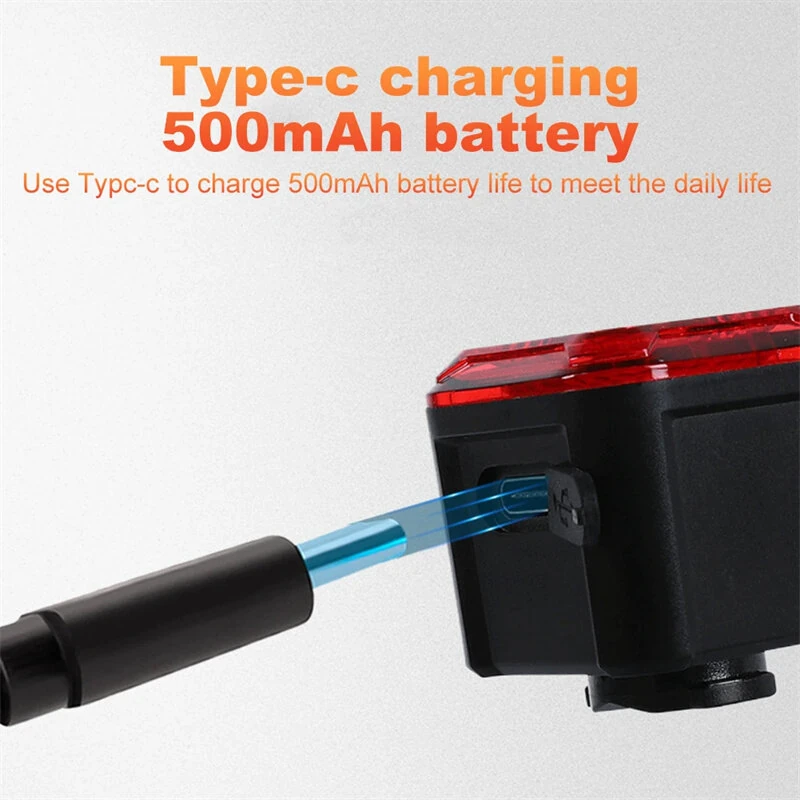 Smart LED Digital Display Bike Taillight Brake-activated IPX6 Waterproof 500mAh Long Battery Life USB Charging Warning Safety Warning Back Light for Night Cycling - Black [3]