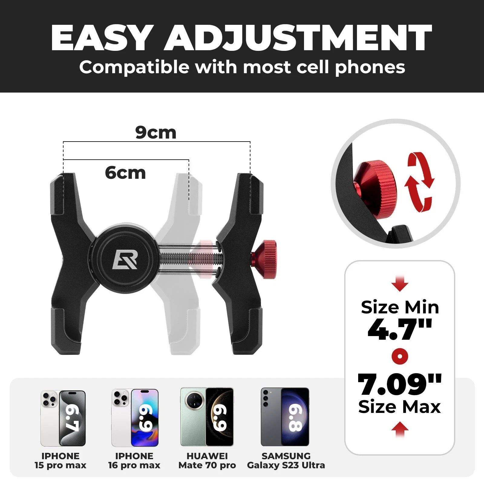 Suport telefon bicicletă Rockbros – Prindere pe cuveta direcției/ headset, pentru smartphone 4.7–7.09" [2]