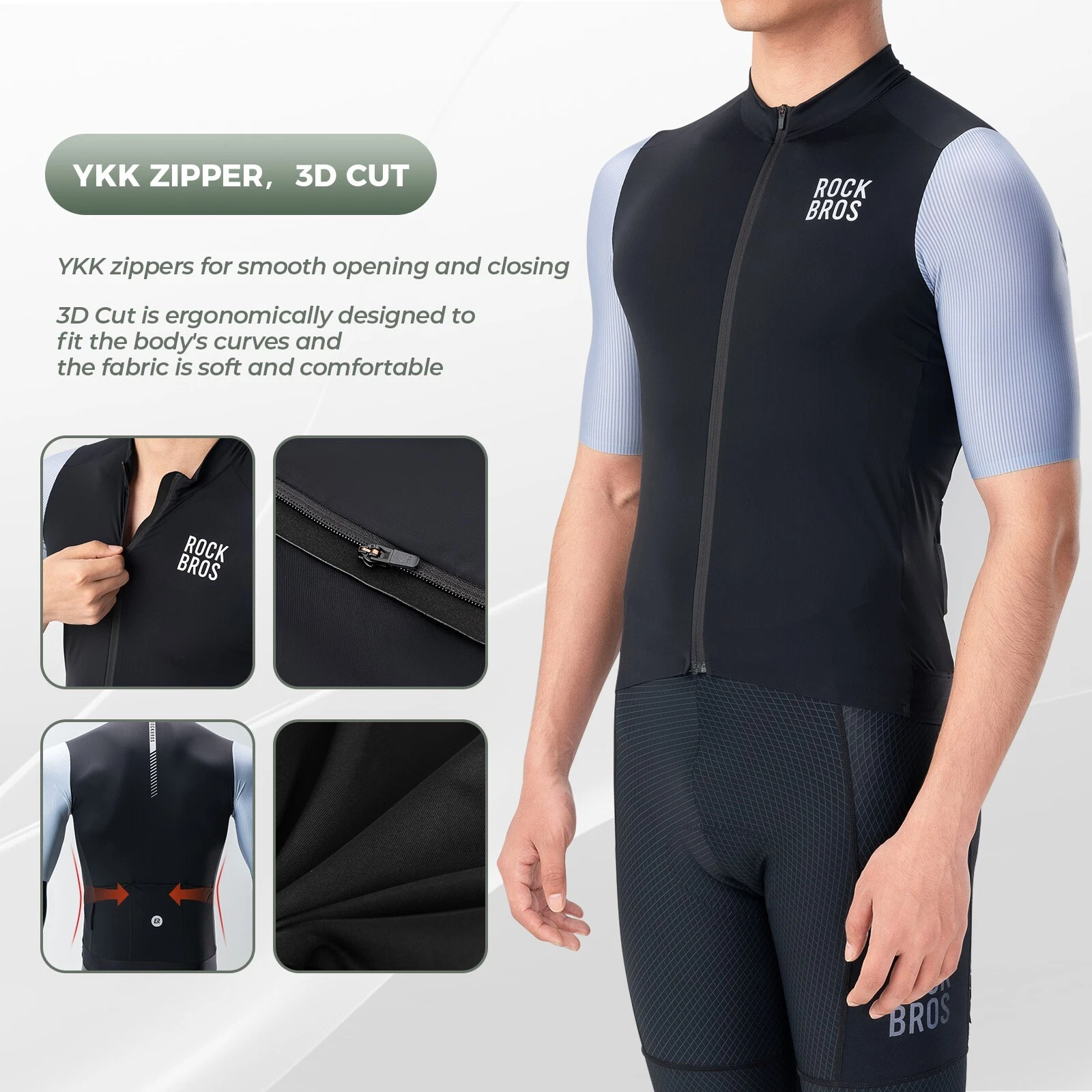 Tricou ciclism ROCKBROS bărbați, cu mânecă scurtă, pentru MTB/șosea,XXL [3]