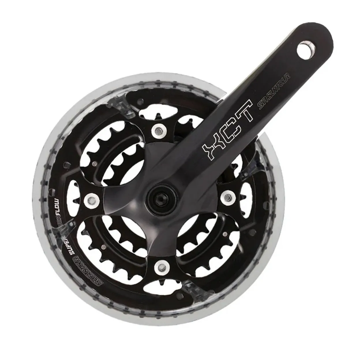 Piese - Angrenaj Suntour CW16-XCT-T418PBSG, 48/36/26T, brate 175 mm, cu aparatoare lant, negru