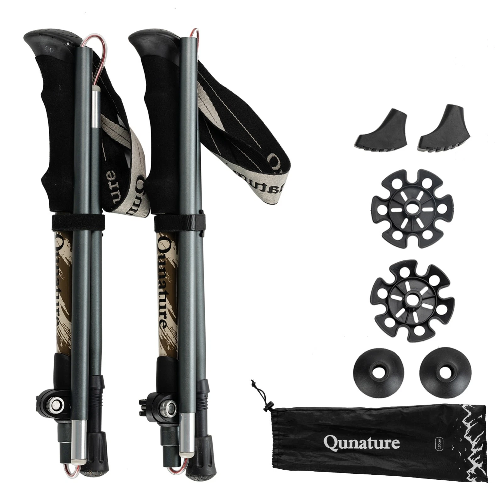 Outdoor - Bețe de drumeție Qunature, bețe de drumeție din aluminiu 7075, 130 cm, maro