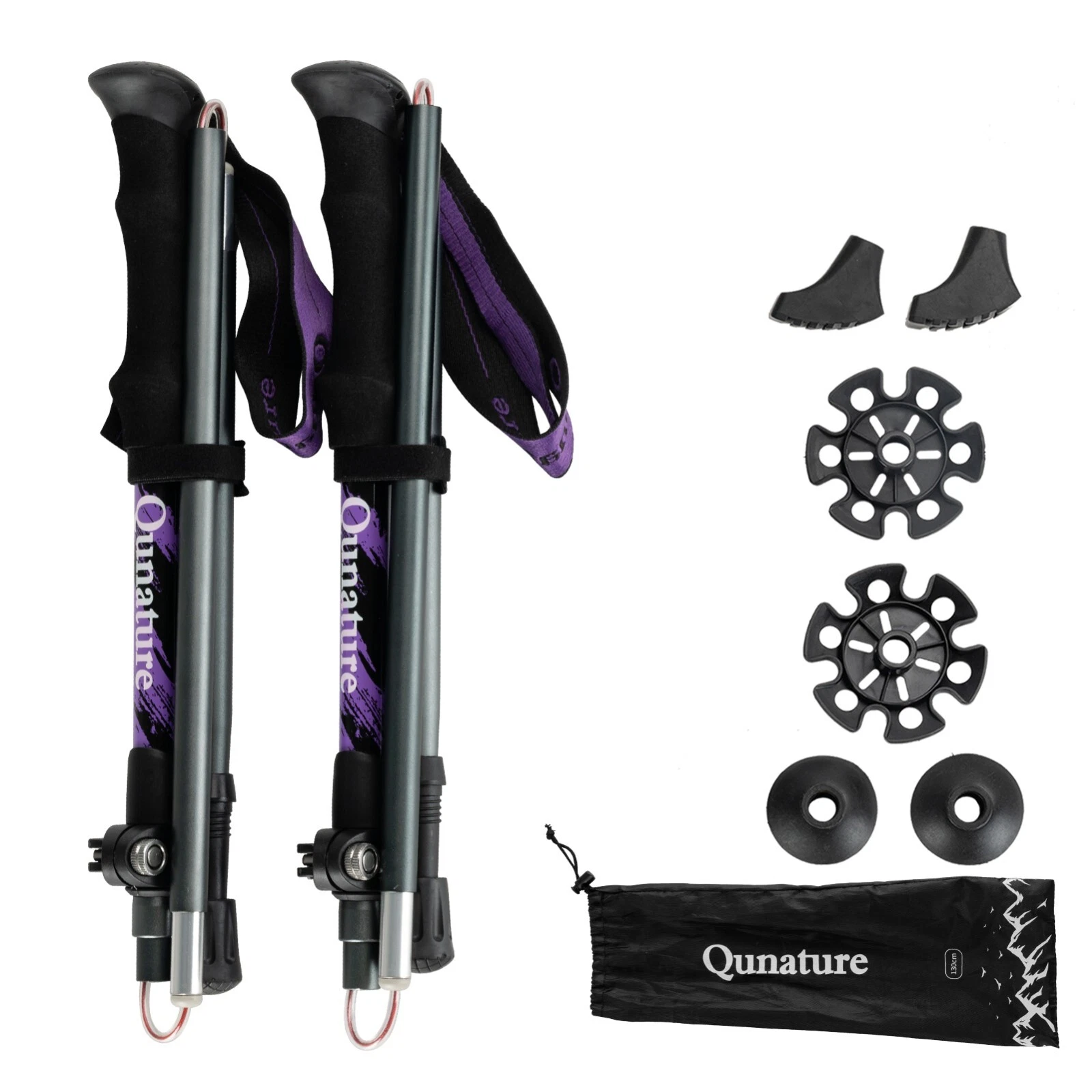 Outdoor - Bețe de drumeție Qunature, bețe de drumeție din aluminiu 7075, 130 cm, mov
