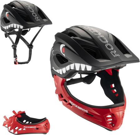 Casca Full Face - Cască copii Rockbros, fullface, S, 48-53 cm, Rosie