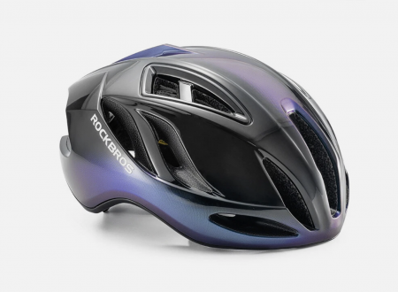 Casti - Cască de bicicletă ROCKBROS, 58-62 cm, unisex, pentru adulți, MTB, pentru șosea,mov-negru lucios