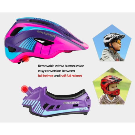 Cască Full Face Rockbros copii roz/mov/albastru 48-52 cm [2]