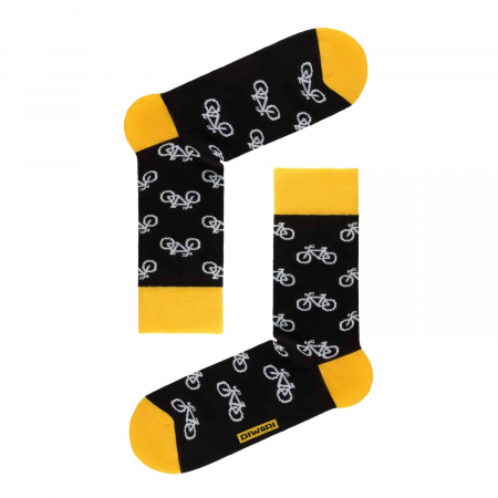 Echipamente - Șosete negre cu galben și print biciclete