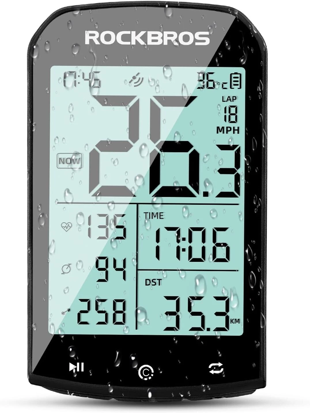 Kilometraje, ceasuri, GPS - Ciclocomputer RockBros, wireless, GPS, ANT+, IPX6, vitezometru pentru bicicletă cu afișaj LED