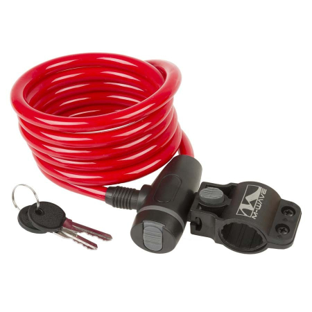 Antifurturi - Lacăt cu cheie M-Wave, 10x1800,  rosu
