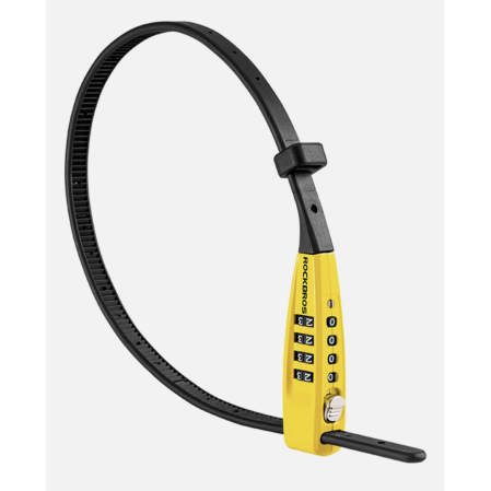 Antifurturi - Lacăt de bicicletă multifuncțional ROCKBROS cu combinație de 4 cifre, pentru siguranță, cu ancorare, galben