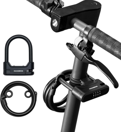 Antifurturi - Lacăt ROCKBROS pentru trotinetă electrică și bicicletă, cu cifru din 4 cifre, compatibil cu Xiaomi, Ninebot, Egret