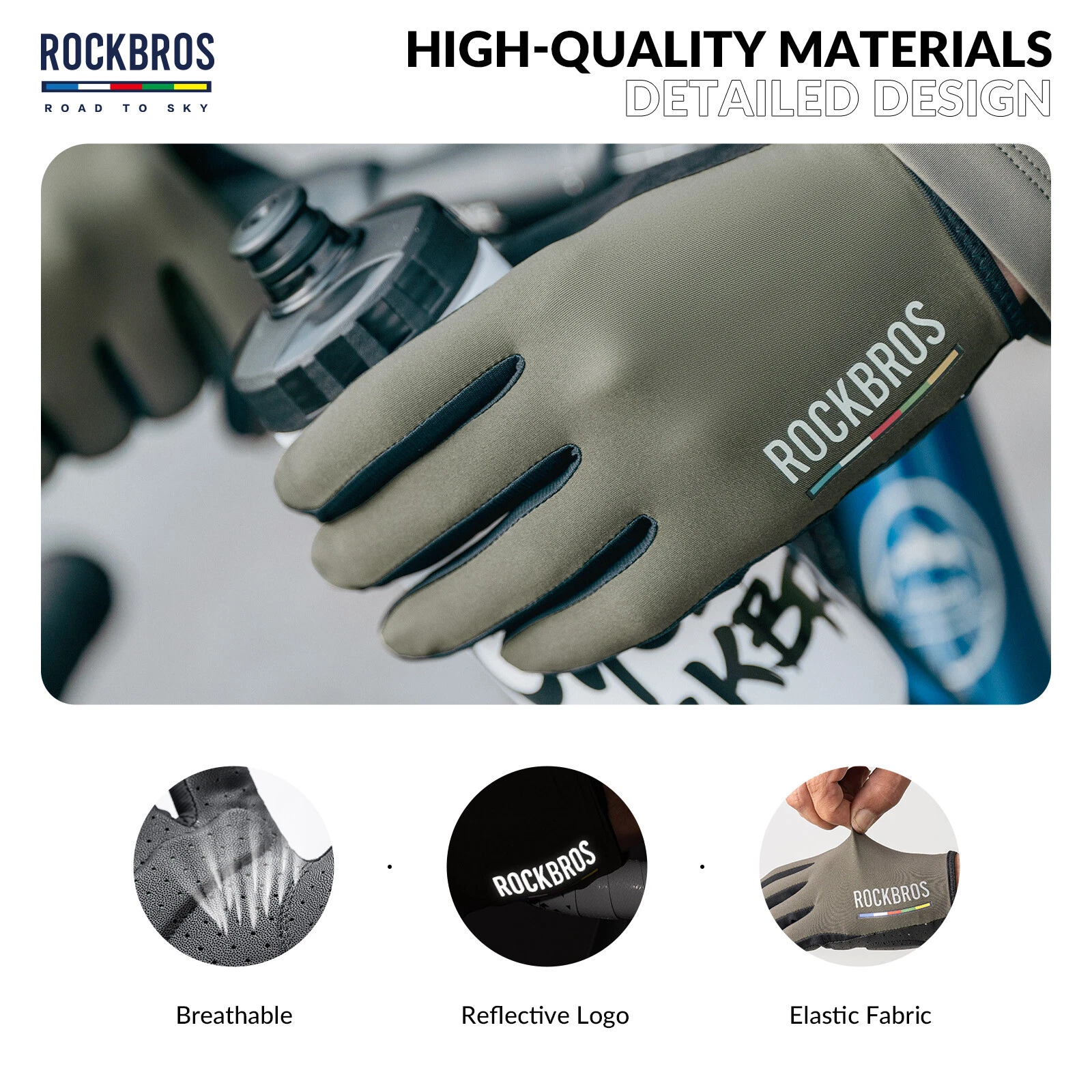 Mănuși Rockbros Verzi, Road2Sky, M [4]