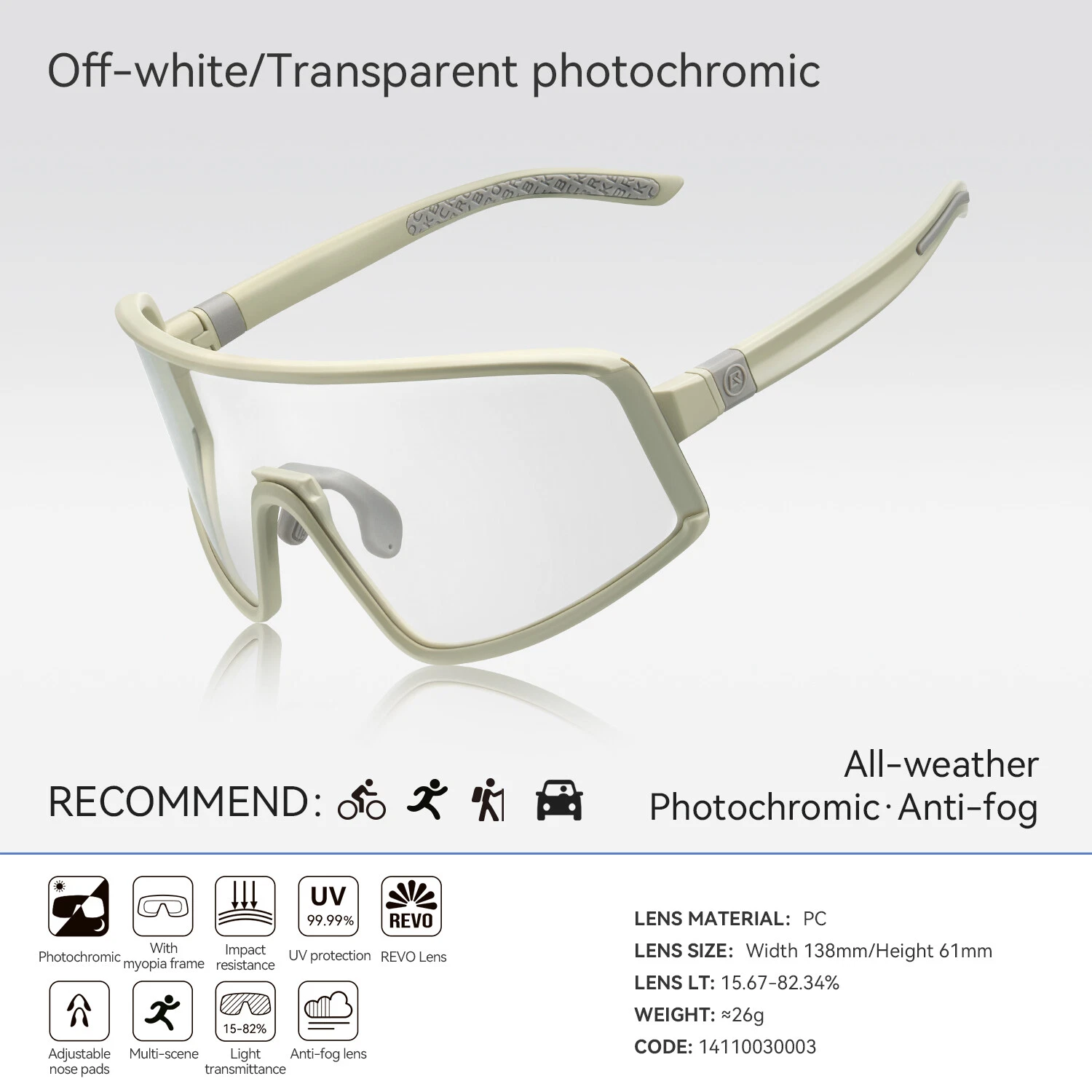 Ochelari - Ochelari de ciclism ROCKBROS fotocromatici anti-aburire UV400 reglabili