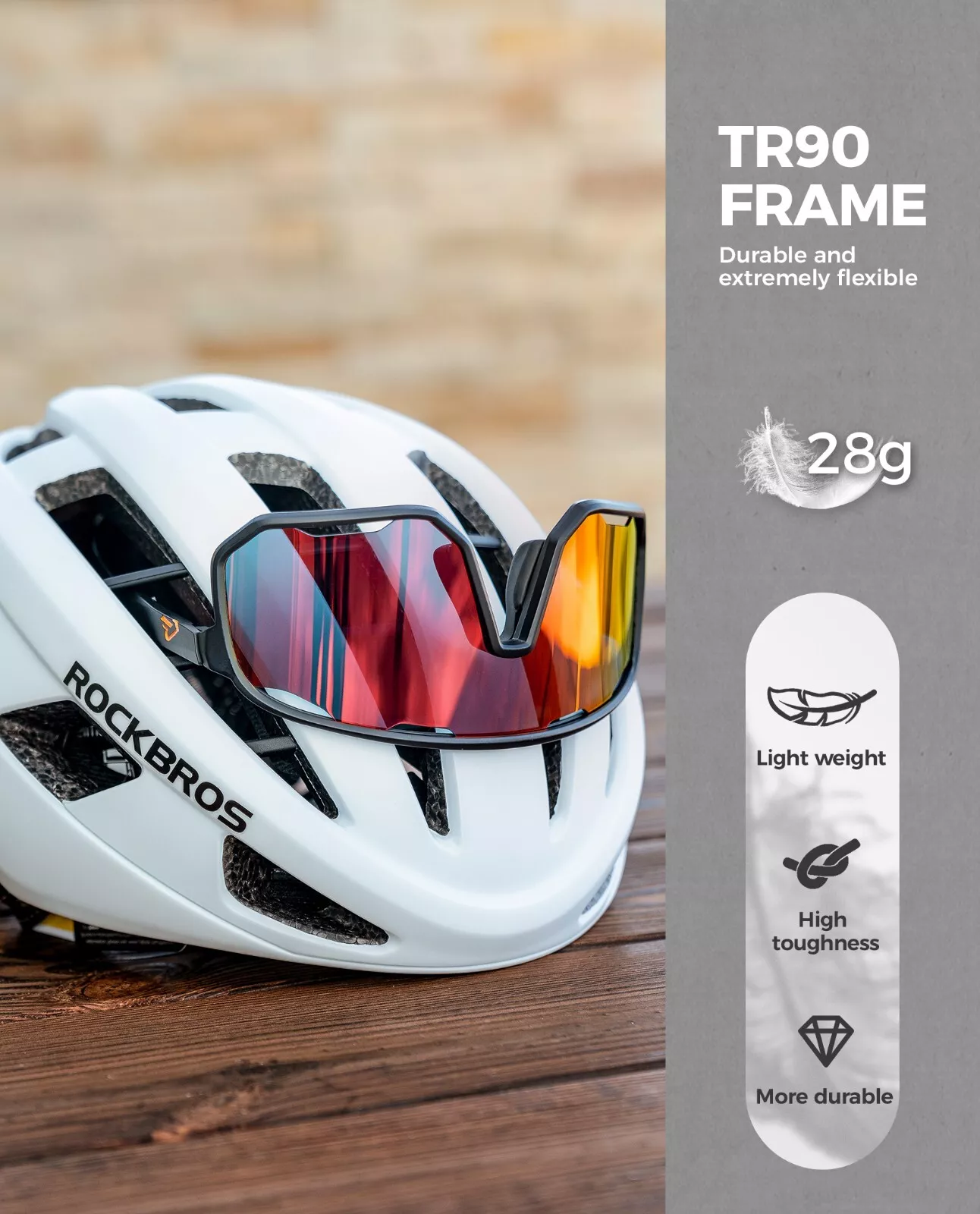 Ochelari de ciclism ROCKBROS, ochelari sport, ramă fotocromatică TR polarizată, unisex [4]