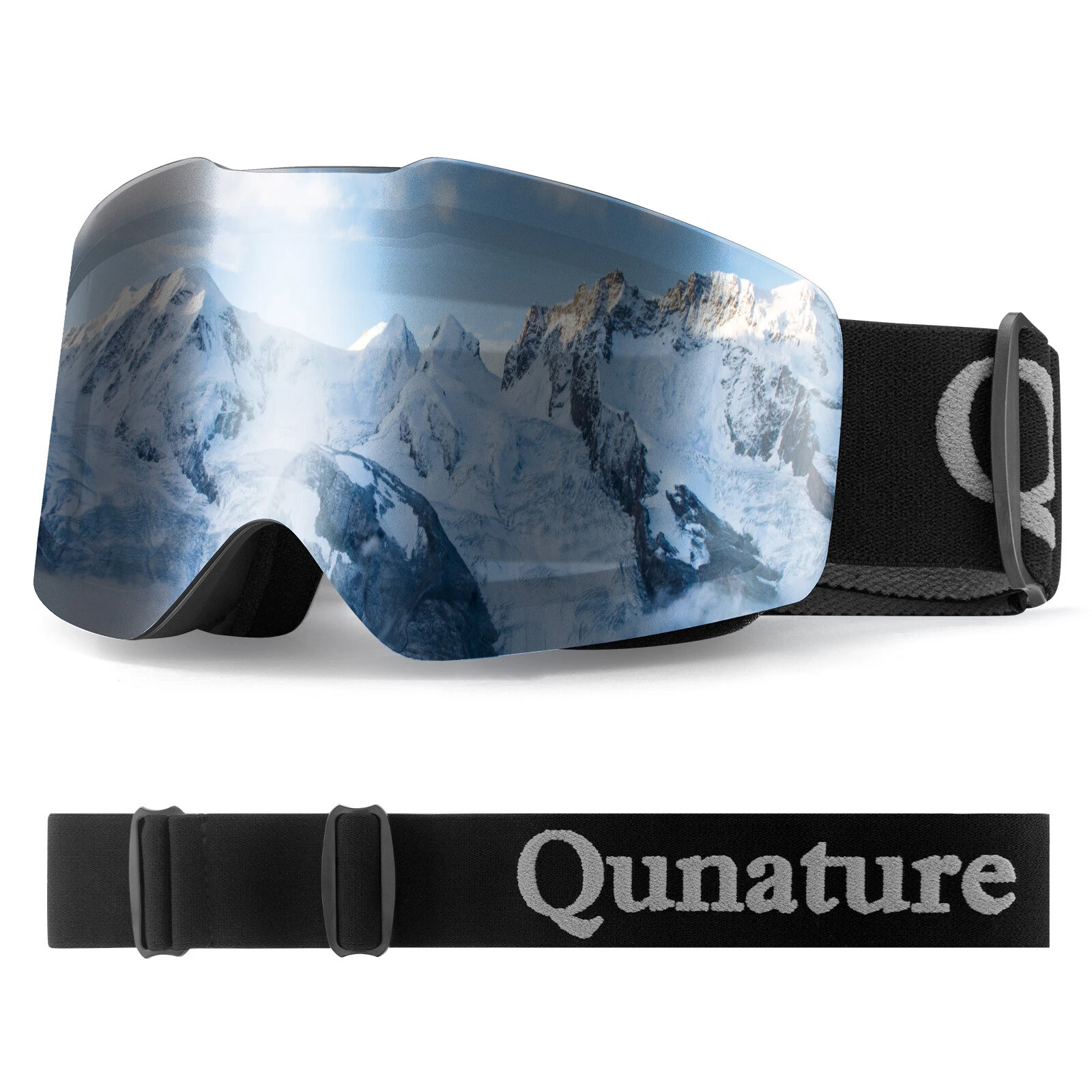 Echipamente - Ochelari de schi și snowboard Qunature, cu protecție UV400, anti-ceață, fără ramă, unisex, negru