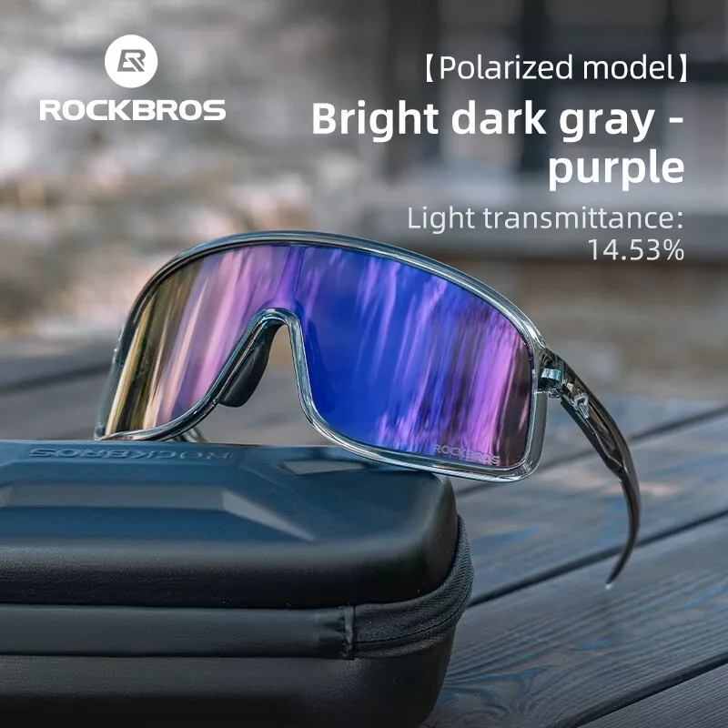 Echipamente - Ochelari de soare ROCKBROS polarizați/ fotocromatici, ochelari de ciclism rezistenți la vânt, Dark Grey-Purple