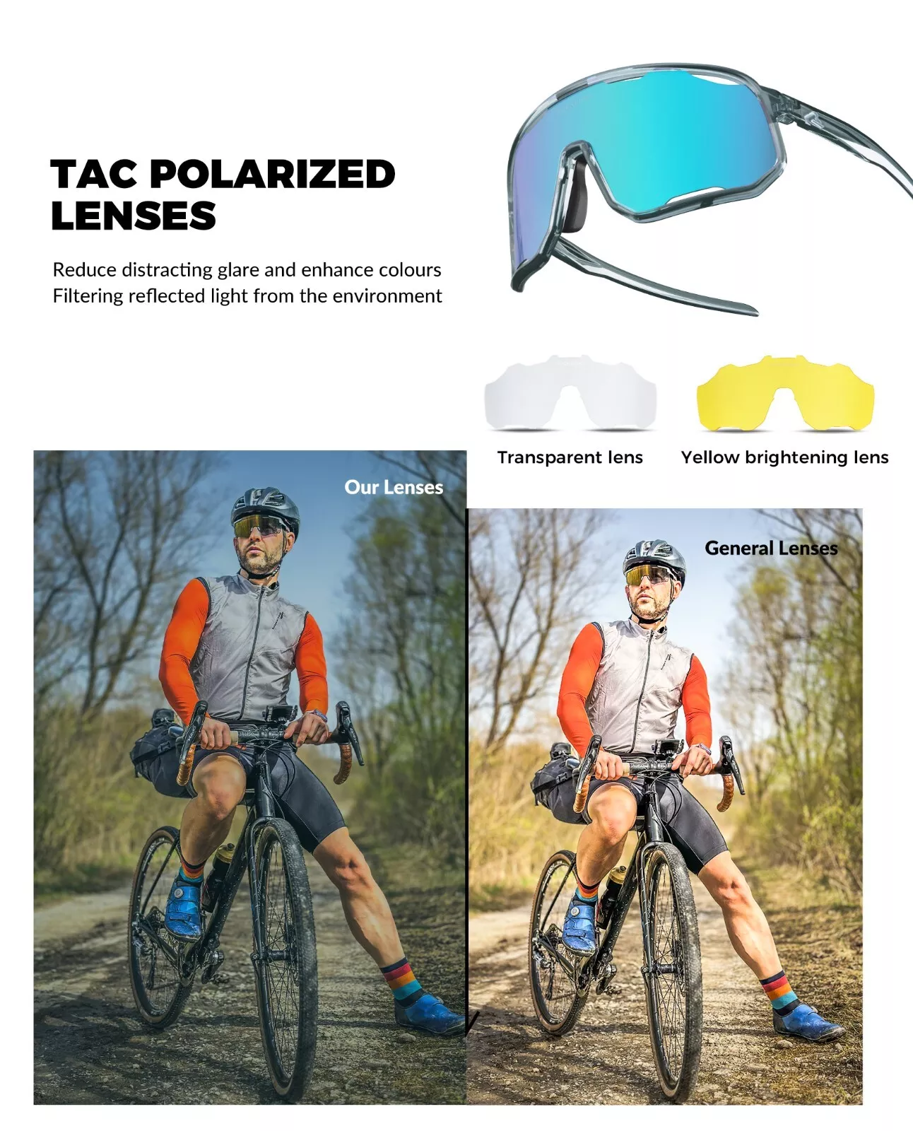 Ochelari Rockbros polarizati SP351 gri albastru, lentile interschimbabile [2]