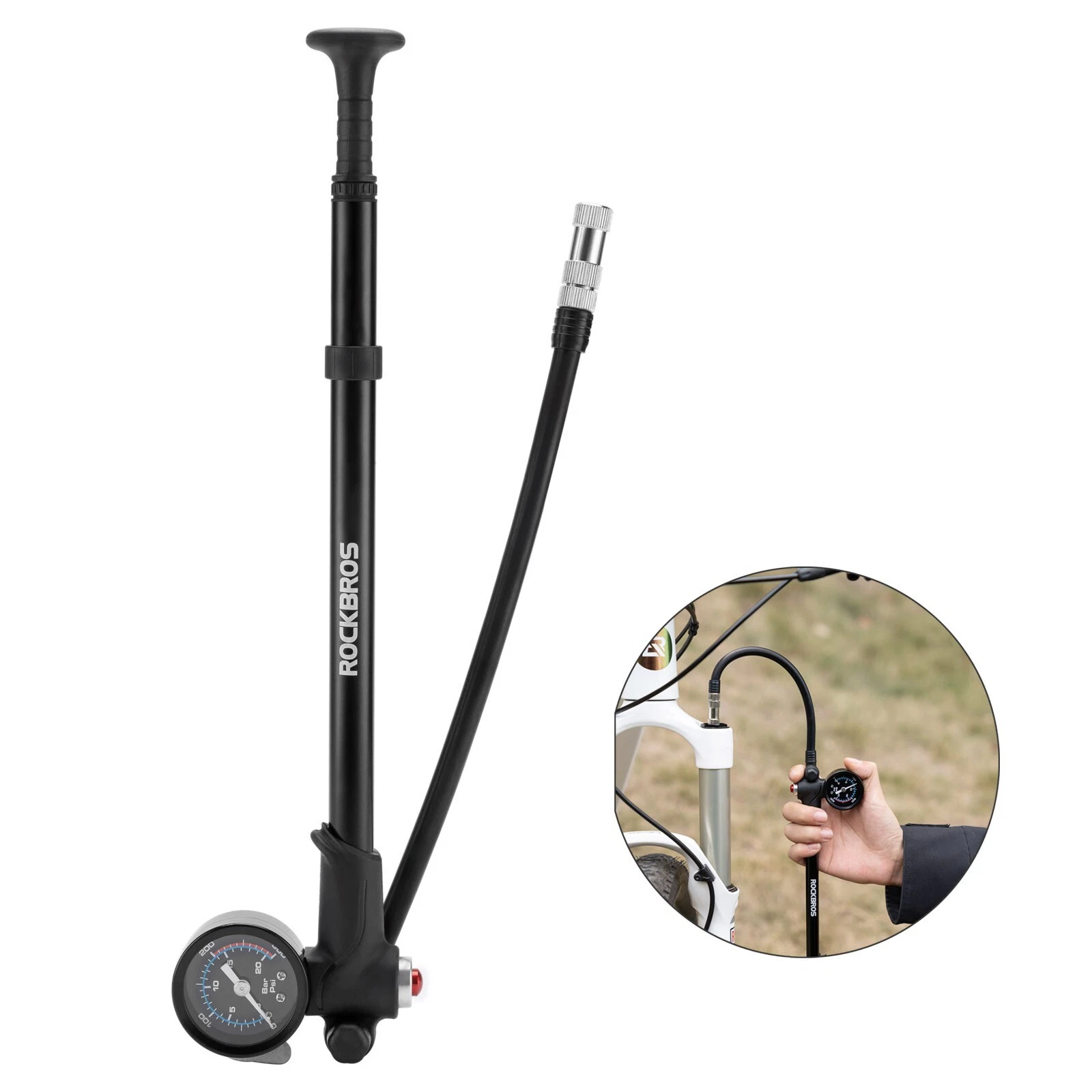Pompe - Pompe pentru furcă , suspensie, 300 PSI, aluminiu-RockBros pentru bicicletă