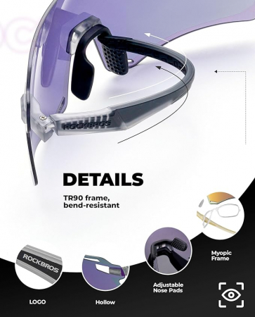 Ochelari de Ciclism cu Ramă TR90, Ochelari de Soare Sport pentru Sporturi în Aer Liber – Bicicletă [3]