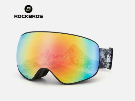 Echipamente - ROCKBROS Ochelari de schi, ochelari de zăpadă, ochelari pentru adulți, cu protecție anti-ceață, pentru snowboard, negru SP284