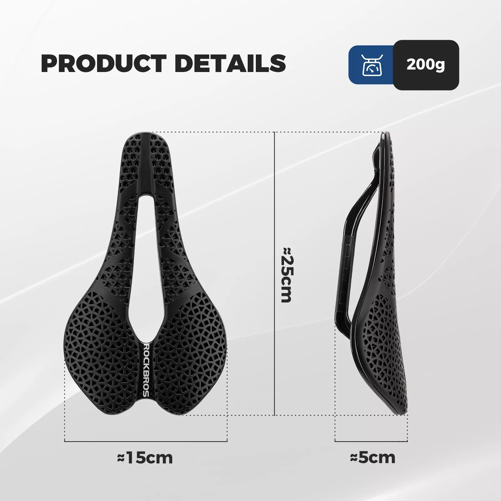 Șa de bicicletă ROCKBROS, imprimată 3D, Carbon [5]